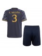 Real Madrid Eder Militao #3 Venkovní dres pro děti 2023-24 Krátký Rukáv (+ trenýrky)